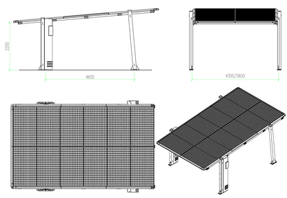 Art. 1100H - Bausatz Solar Doppel Carport Titan Solar mit 12x660W=8kWp Modulen