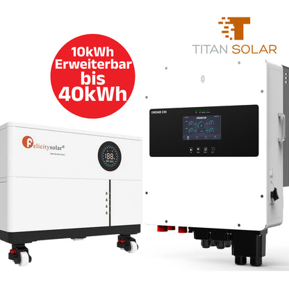 Art. 5421 - 3-Phasen 14Kw Titan Solar Mars Hybrid Inverter Wifi mit 10,24 kWh Titan Solar Felicity Niedervolt Stapelspeicher