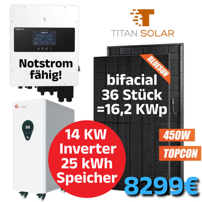 Nr. 1453 PV HIGH PERFORMANCE SET 16kWp/14kW/25kwh PV Photovoltaik Set Solar Set