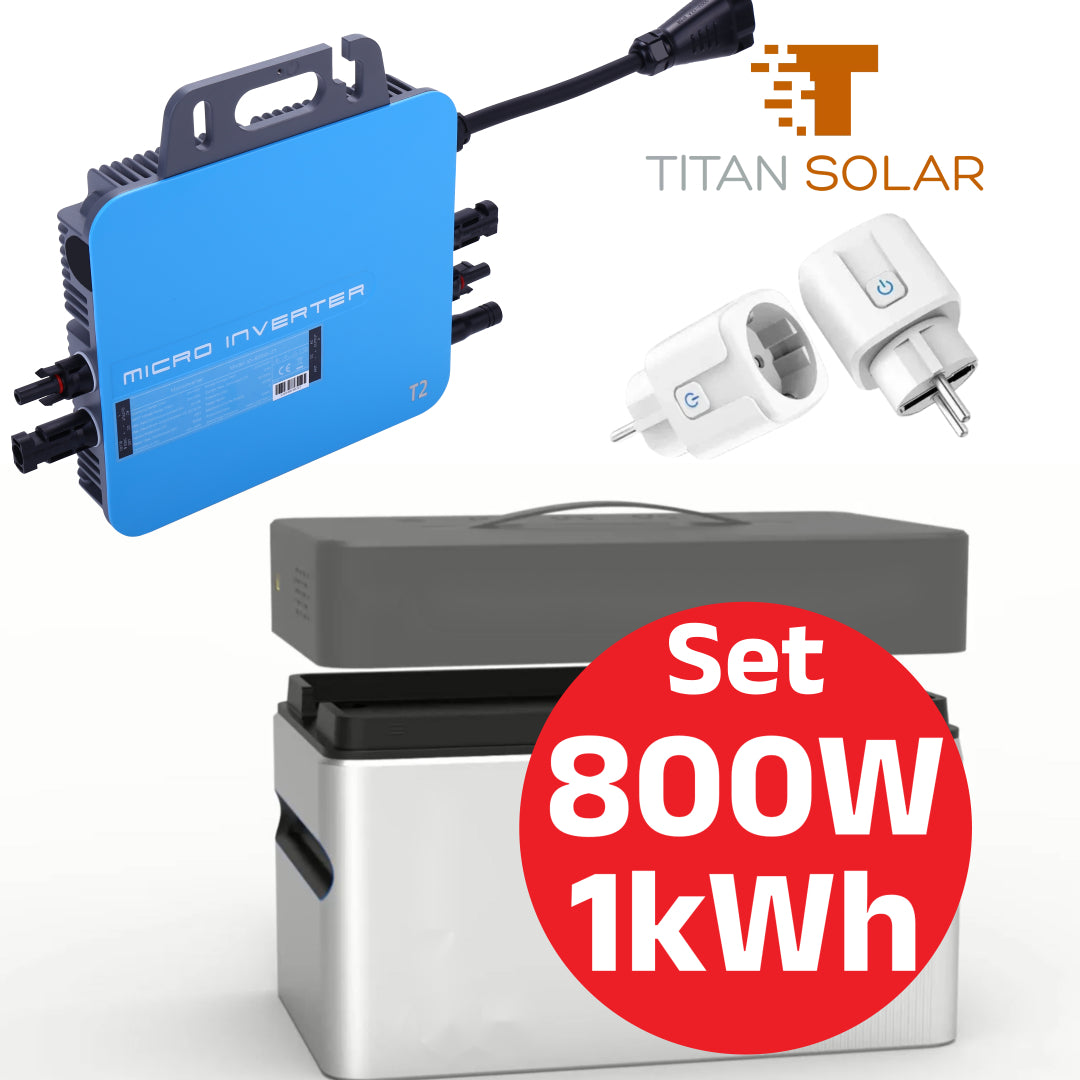 Nr.2006 Startset Titan Solar Balkonwechselrichter 800W mit 1kWh Speicher, PowerHub und SmartPlug