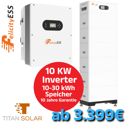 Nr. 1720 Hochvolt Felicity 10kW Wechselrichter mit Hochvoltspeicher (mit Feuerlöschspray) ab 10 kWh bis 30 kWh mit BMS/Display und Standfuss NEU