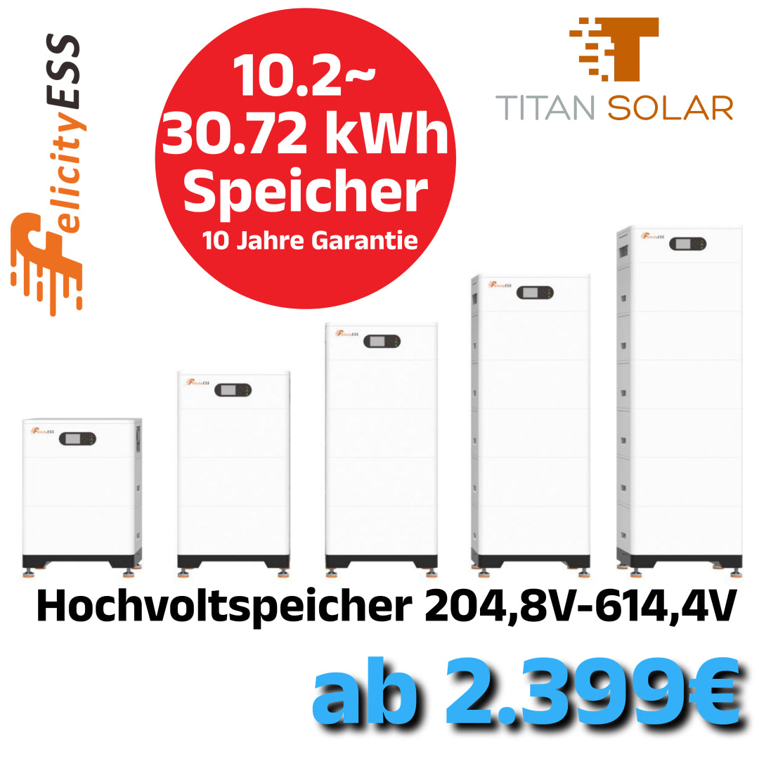 Nr. 1710 Felicity Hochvoltspeicher mit Feuerlöschspray ab 10 kWh bis 30 kWh mit BMS/Display und Standfuss NEU