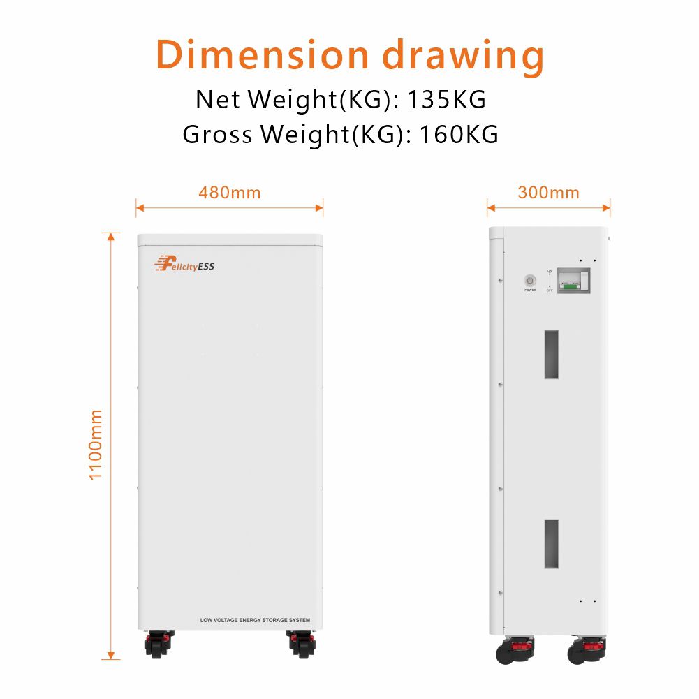 Art. 1482 - 15kWh Speicher Felicity Akku Standspeicher 51.2V 300Ah Neu LiFePO4 Lithium 10 Jahre Garantie Wifi und Anti Feuer Gel!