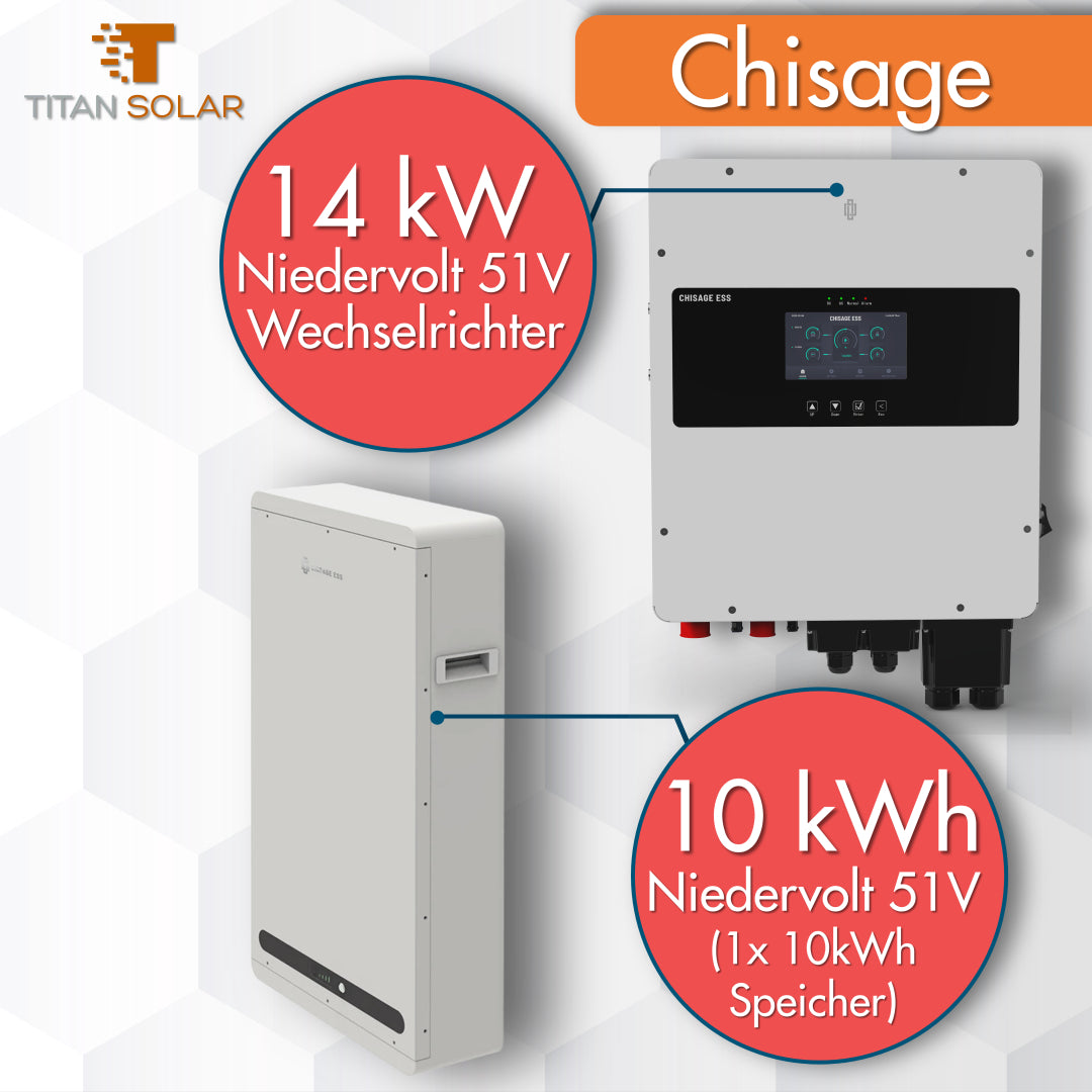 2224 Chisage Set 14 kW 3-Phasen Hybrid Wechselrichter und 10kWh Chisage Wandpeicher