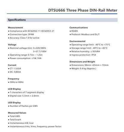 Art. 1058H - Stromzähler Chint Smart Meter RS485 DTSU666 80A 50Hz 3x220-380V 3 Phasen