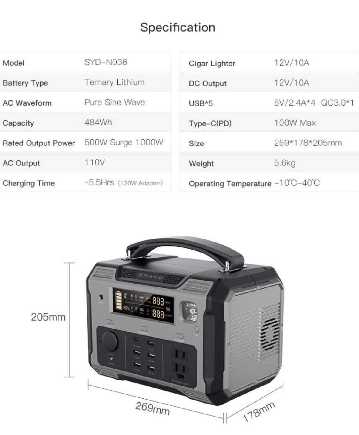 230V 500W 485Wh Solar Powerstation Lithium Generator mobile Strom Versorgung